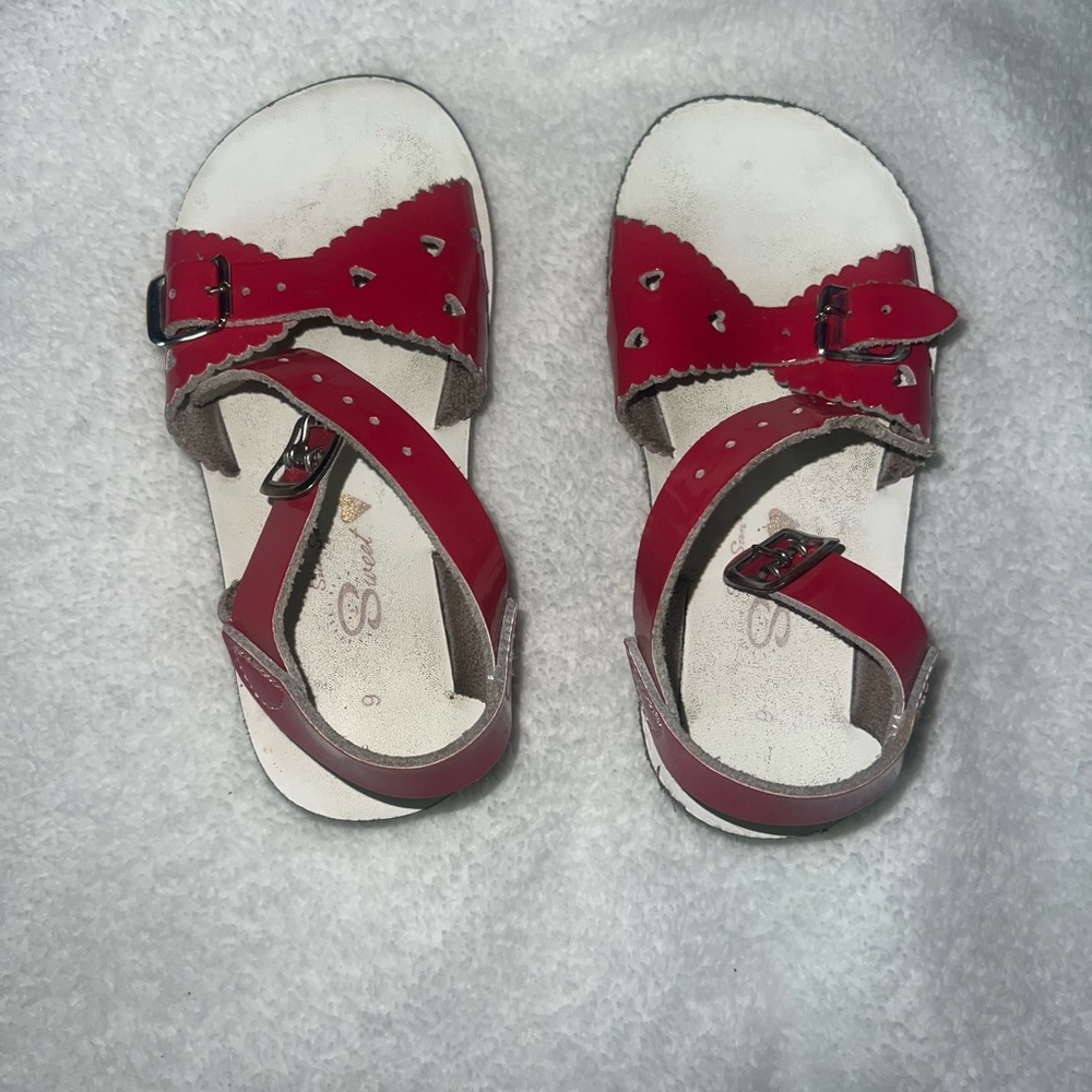 Saltwater Sandals, pink, sz 9T, GUC